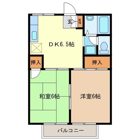 プレジールアズマＢ棟の物件間取画像